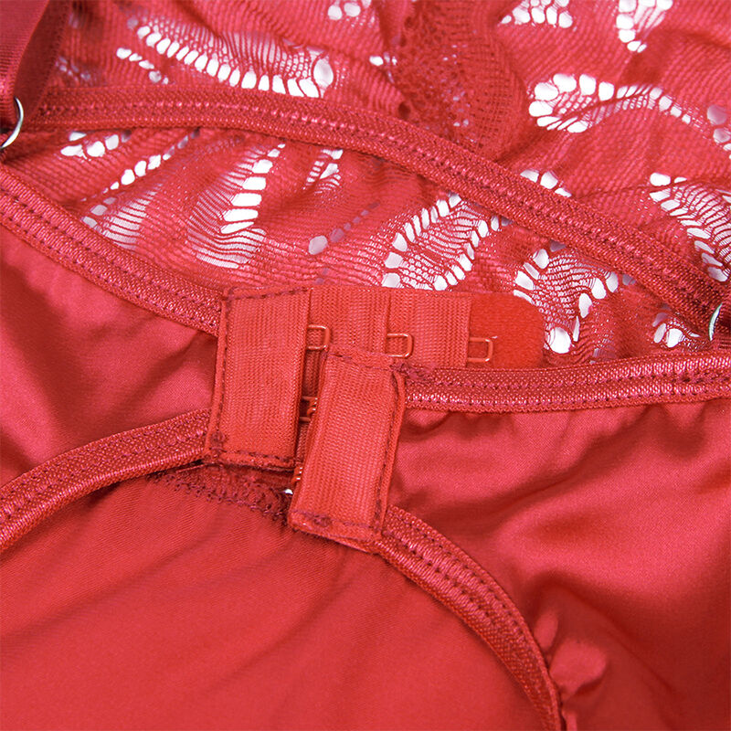 SUBBLIME - BABYDOLL SATINADO CON ENCAJE ROJO S/M - Sensualia