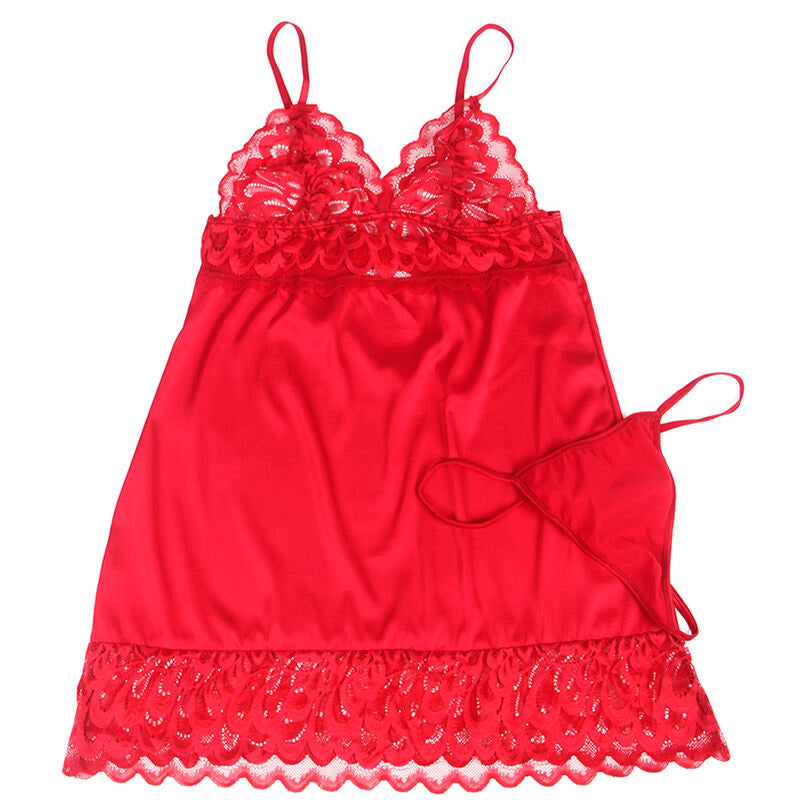 SUBBLIME - BABYDOLL SATINADO CON ENCAJE ROJO S/M - Sensualia