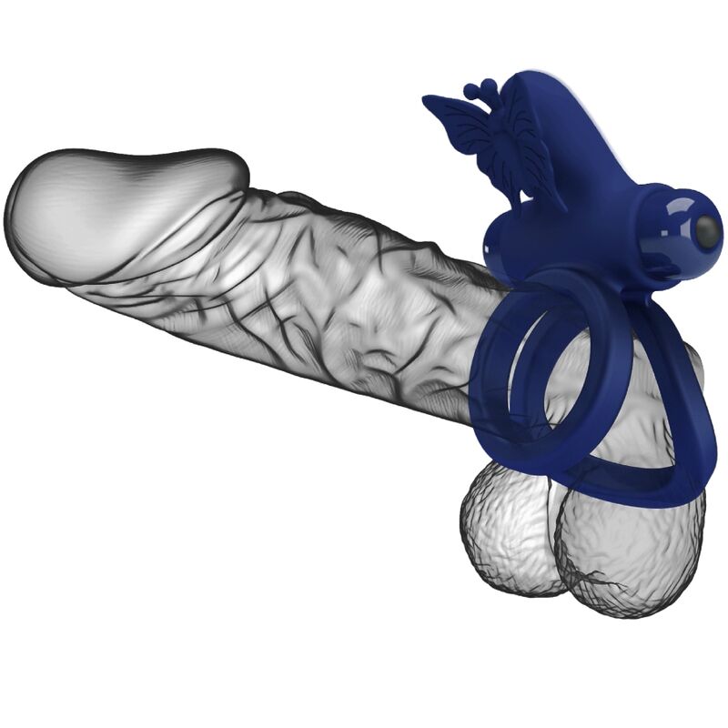 PRETTY LOVE - JAMELE DOUBLE ANNEAU AVEC VIBRATION & STIMULATEUR DE PAPILLON BLEU - Sensualia
