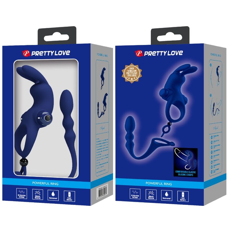 PRETTY LOVE - AYAD ANNEAU VIBRATEUR LAPIN AVEC PLUG BLEU - Sensualia