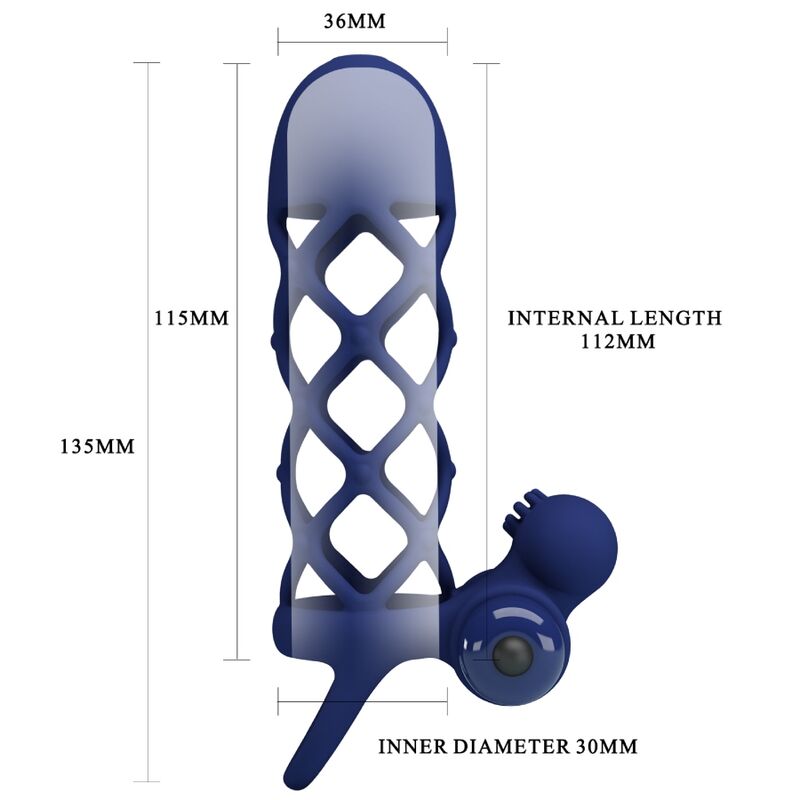 PRETTY LOVE - GIANN ANNEAU VIBRATEUR AVEC GAINE EN SILICONE BLEU - Sensualia