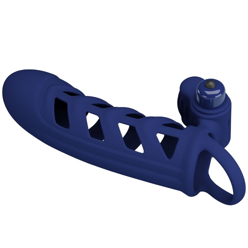 PRETTY LOVE - ALTAF ANNEAU VIBRATEUR AVEC GAINE EN SILICONE BLEU - Sensualia