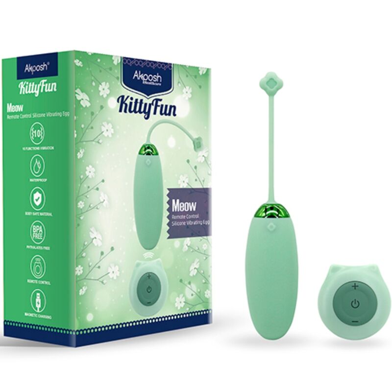 ARMONY - KITTY FUN EGG VIBRATEUR TÉLÉCOMMANDE 10 VIBRATIONS VERT - Sensualia