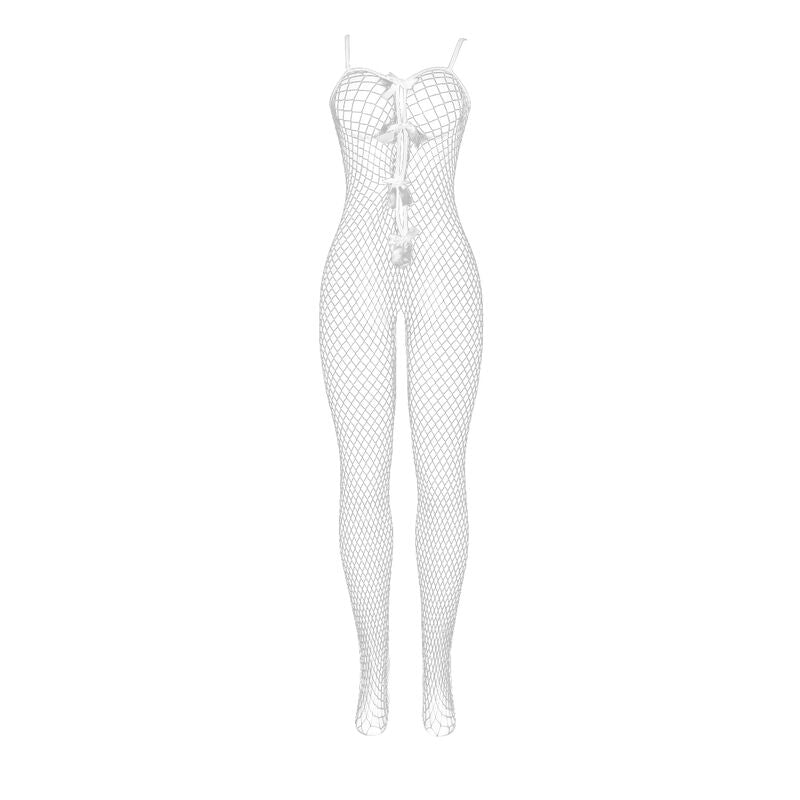 SUBBLIME - 951740 BODYSTOCKING RESILLE BLANCHE ENTREJAMBE AVEC NOEUDS TAILLE UNIQUE - Sensualia
