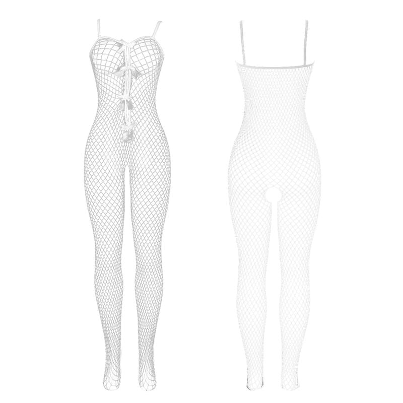 SUBBLIME - 951740 BODYSTOCKING RESILLE BLANCHE ENTREJAMBE AVEC NOEUDS TAILLE UNIQUE - Sensualia
