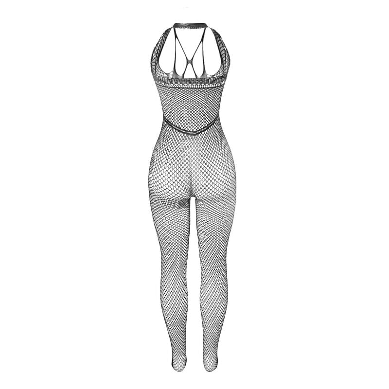 SUBBLIME - 951788 BODYSTOCKING LONG EN RESILLE AVEC BRETELLES SUR LA POITRINE ET LE DOS NOIR TAILLE UNIQUE - Sensualia