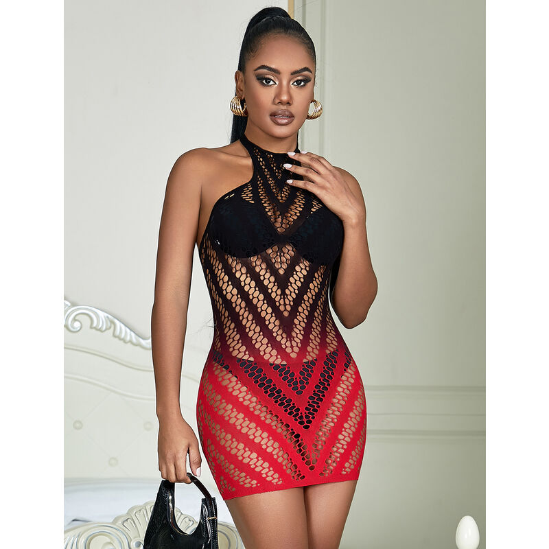 SUBBLIME - 952242 ROBE RÉSILLE ÉLASTIQUE DÉGRADÉ ROUGE ET NOIR TAILLE UNIQUE - Sensualia