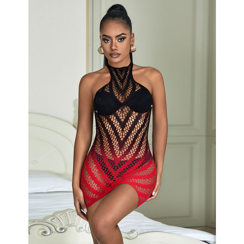 SUBBLIME - 952242 ROBE RÉSILLE ÉLASTIQUE DÉGRADÉ ROUGE ET NOIR TAILLE UNIQUE - Sensualia