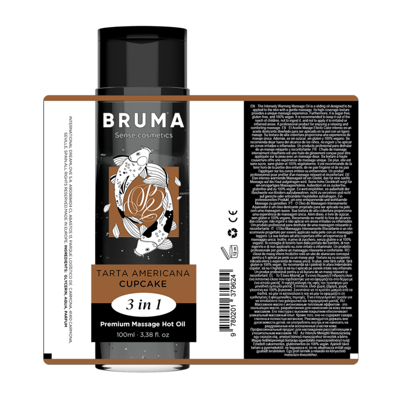 BRUMA - HUILE DE MASSAGE PREMIUM EFFET CHALEUR SAVEUR CUPCAKE 3 EN 1 - 100 ML BRUMA