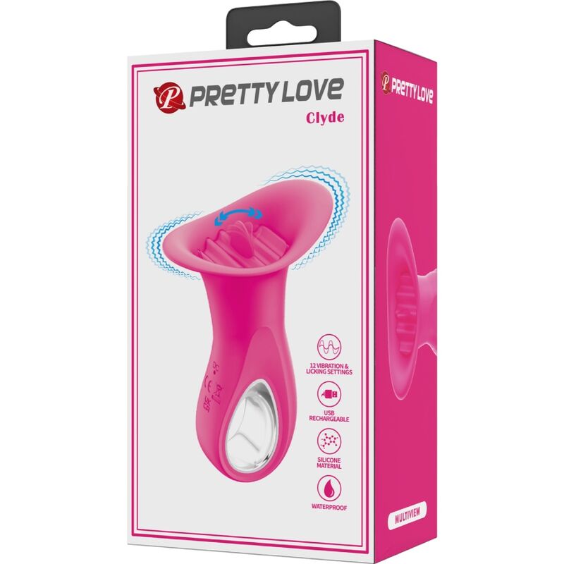 PRETTY LOVE - CLYDE VIBRATEUR ORAL LANGUE VIBRANTE 12 VIBRATIONS ROSE - Sensualia