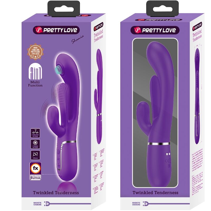 PRETTY LOVE - SHANIA TRIPLE RABBIT VIBRATEUR MULTIFONCTION VIOLET - Sensualia