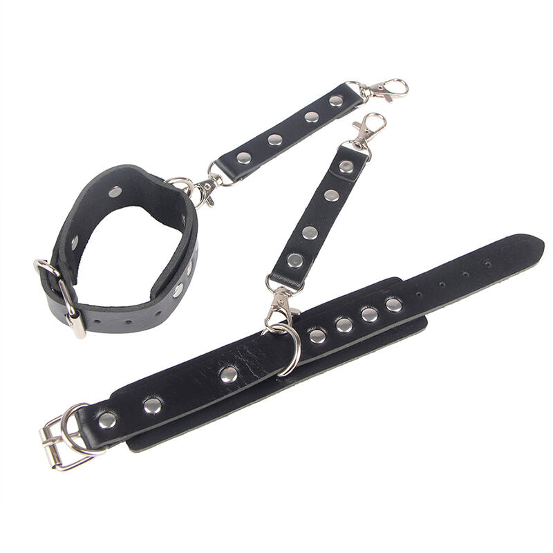SUBBLIME - 953690 MENOTTES AVEC CEINTURE DE BONDAGE NOIRE TAILLE UNIQUE - Sensualia