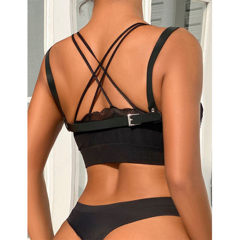 SUBBLIME - 953713 CEINTURE PUNK BONDAGE BOUCLE MÉTAL NOIRE TAILLE UNIQUE - Sensualia