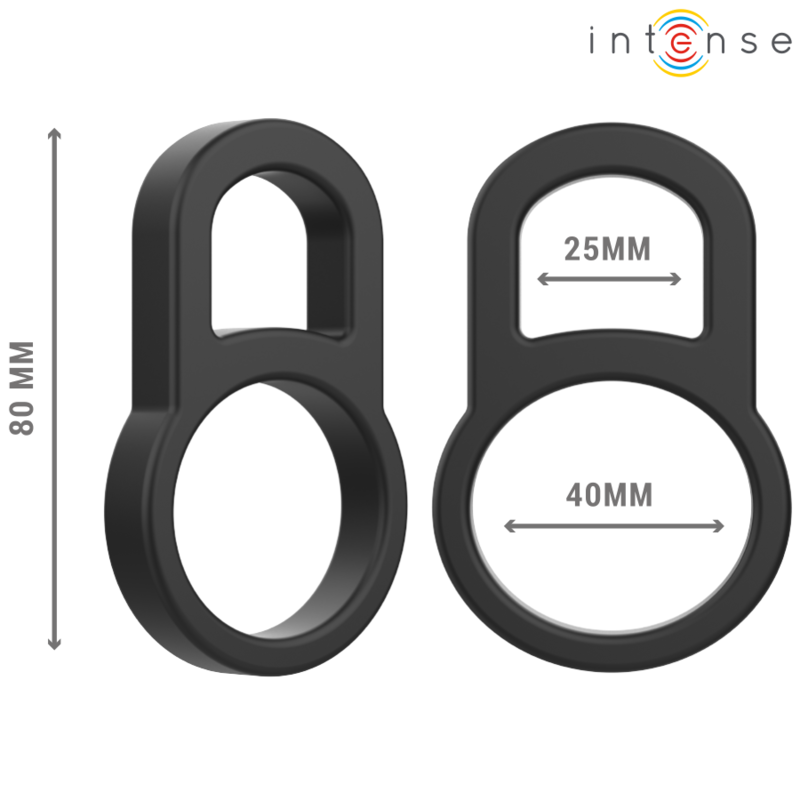 INTENSE - BOBBY DOUBLE ANNEAU PÉNIS EN SILICONE NOIR - Sensualia
