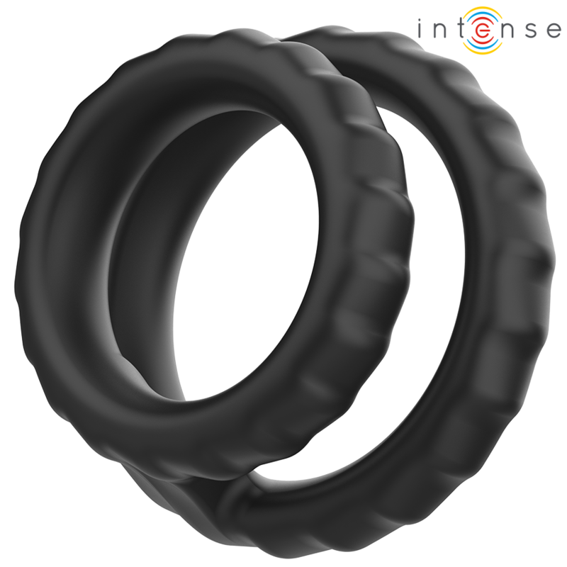 INTENSE - DEWEY ANNEAU PÉNIS DOUBLE SILICONE NOIR MODÈLE 2 - Sensualia