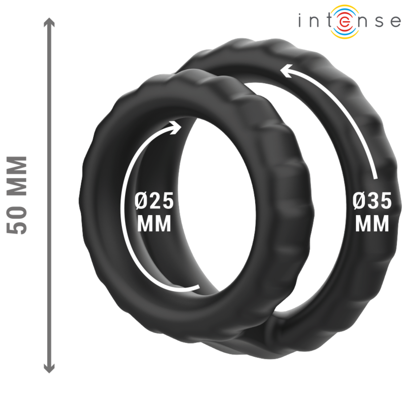 INTENSE - DEWEY ANNEAU PÉNIS DOUBLE SILICONE NOIR MODÈLE 2 - Sensualia