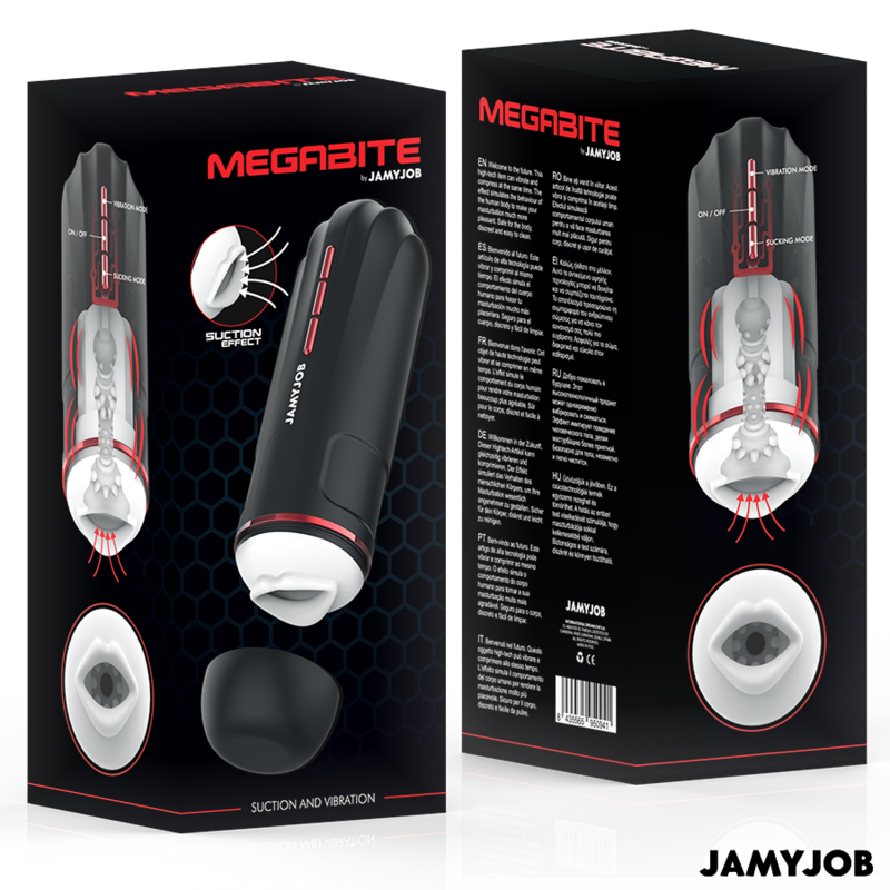 JAMYJOB - MASTURBATEUR BOUCHE AUTOMATIQUE MEGABITE 5 MODES D'ASPIRATION ET DE VIBRATION - Sensualia