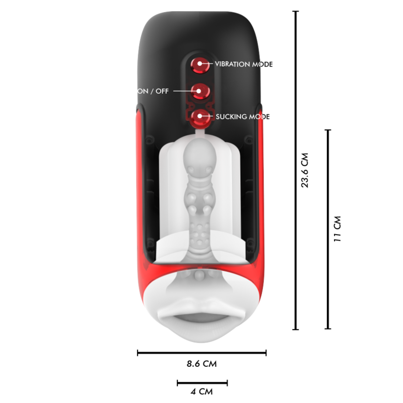 JAMYJOB - MASTURBATEUR BOUCHE AUTOMATIQUE BLAZE 5 MODES D'ASPIRATION ET DE VIBRATION - Sensualia