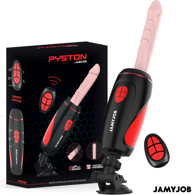 JAMYJOB - MASTURBATEUR AUTOMATIQUE PYSTON BASE AVEC DILDO À TÉLÉCOMMANDE - Sensualia