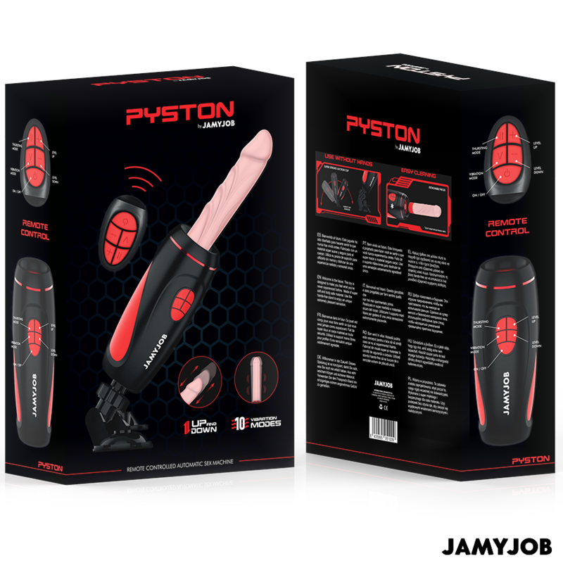 JAMYJOB - MASTURBATEUR AUTOMATIQUE PYSTON BASE AVEC DILDO À TÉLÉCOMMANDE - Sensualia