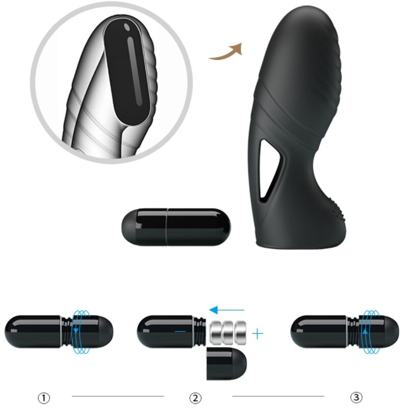 PRETTY LOVE - ALAN VIBRATEUR DE DOIGTS EN SILICONE NOIR - Sensualia