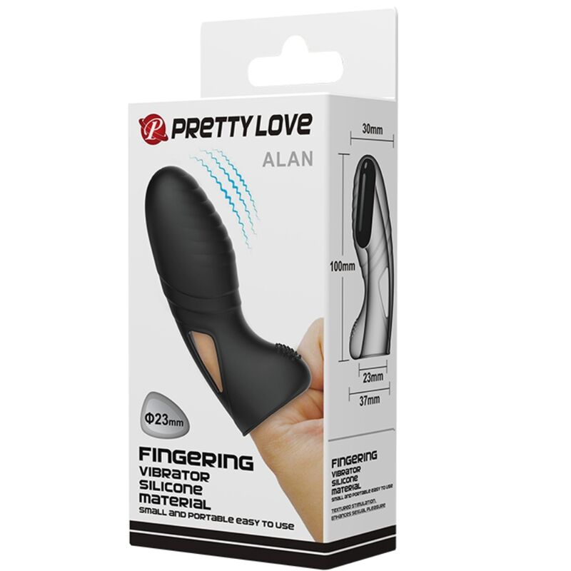 PRETTY LOVE - ALAN VIBRATEUR DE DOIGTS EN SILICONE NOIR - Sensualia