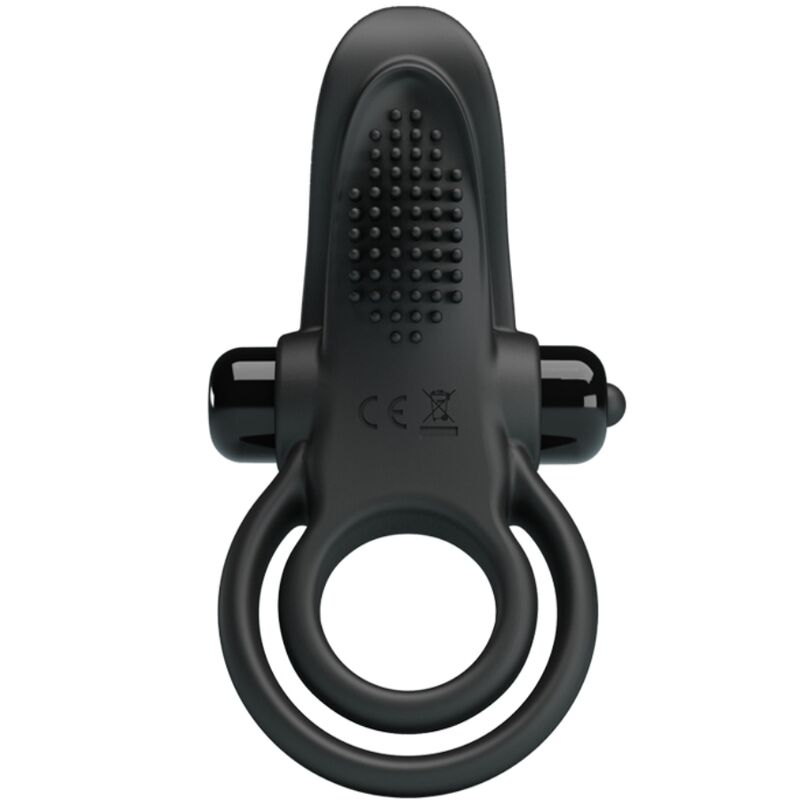 PRETTY LOVE - DOUBLE ANNEAU VIBRANT + STIMULATEUR DE CLITORIS 10 VIBRATIONS NOIR - Sensualia