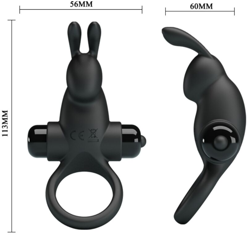PRETTY LOVE - ANNEAU VIBRANT + STIMULATEUR DE CLITORIS RABBIT 10 VIBRATIONS NOIR - Sensualia