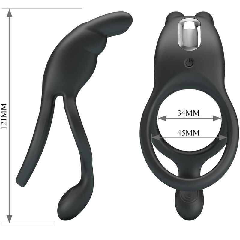 PRETTY LOVE - SETH DOUBLE ANNEAU VIBRANT LAPIN 7 VIBRATIONS NOIR - Sensualia
