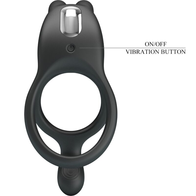 PRETTY LOVE - SETH DOUBLE ANNEAU VIBRANT LAPIN 7 VIBRATIONS NOIR - Sensualia