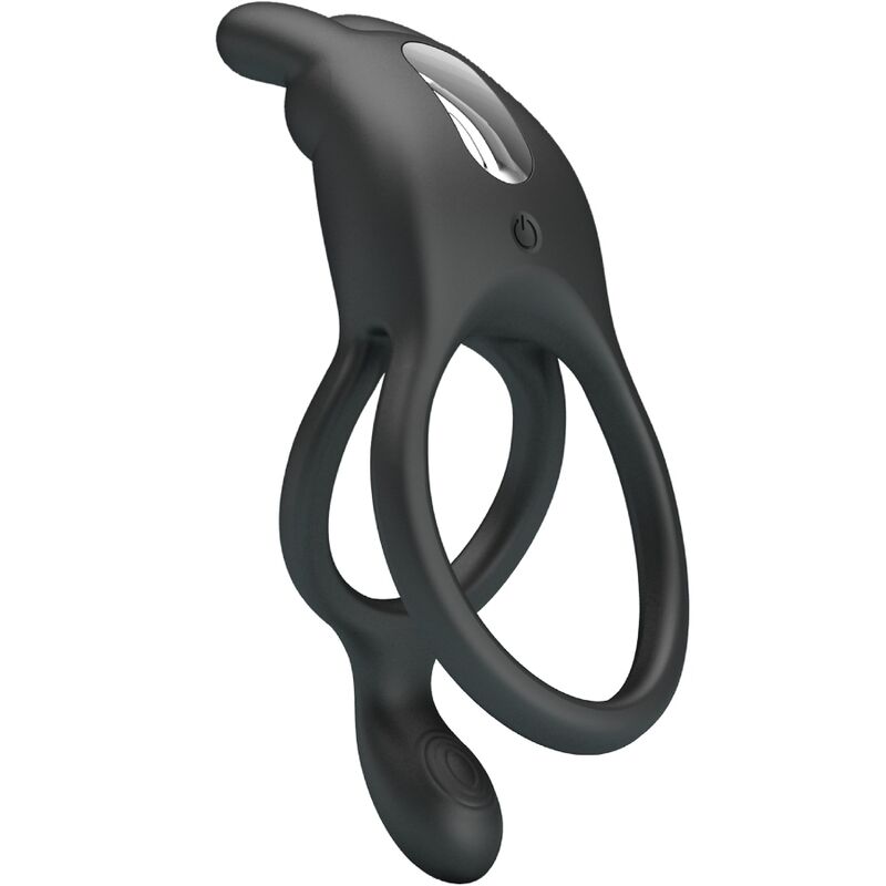 PRETTY LOVE - SETH DOUBLE ANNEAU VIBRANT LAPIN 7 VIBRATIONS NOIR - Sensualia