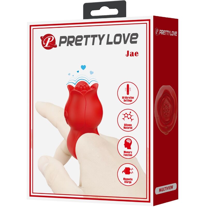PRETTY LOVE - VIBRATEUR DE DOIGT EN FORME DE JAE ROSE 10 VIBRATIONS ROUGE - Sensualia