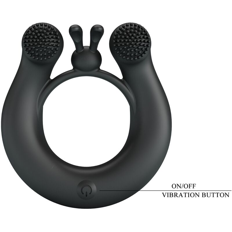 PRETTY LOVE - ANNEAU VIBRANT DAHLIA + STIMULATEUR DE CLITORIS 12 VIBRATIONS NOIR - Sensualia