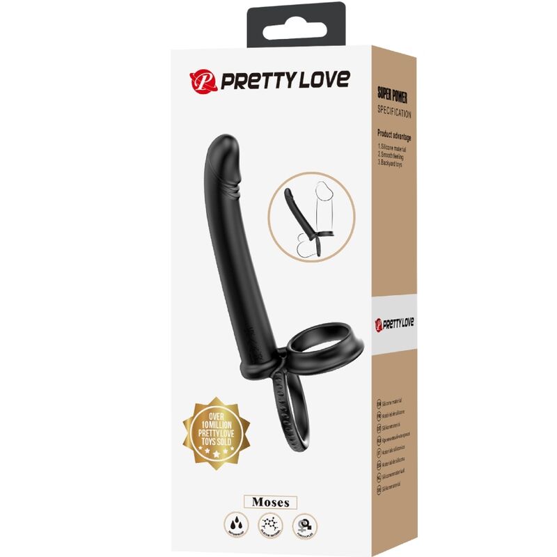 PRETTY LOVE - DILLION DOUBLE PÉNÉTRATION DOUBLE ANNEAU PÉNAL NOIR - Sensualia