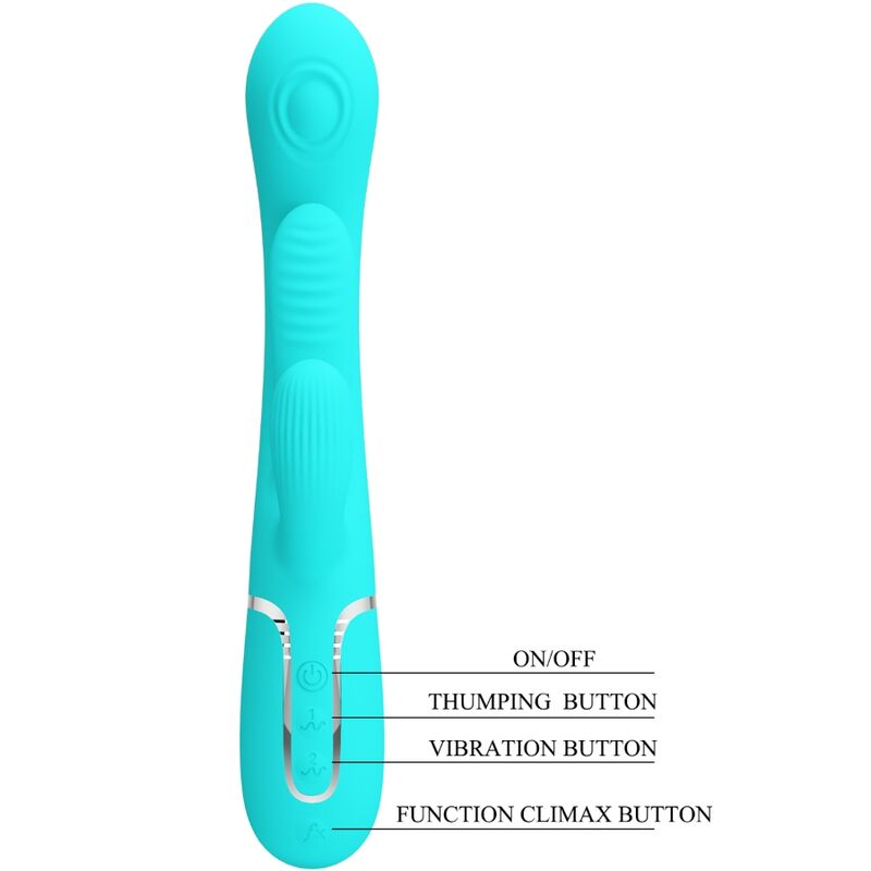 PRETTY LOVE - SHANIA TRIPLE RABBIT VIBRATEUR MULTIFONCTION 3 EN 1 BLEU - Sensualia