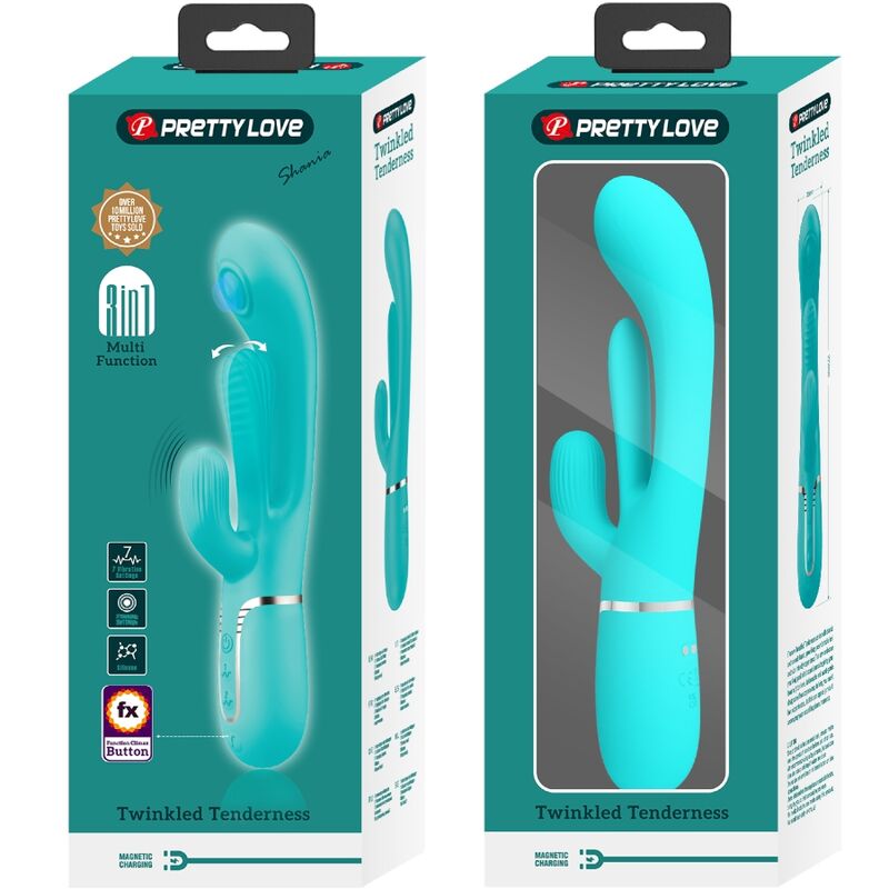 PRETTY LOVE - SHANIA TRIPLE RABBIT VIBRATEUR MULTIFONCTION 3 EN 1 BLEU - Sensualia