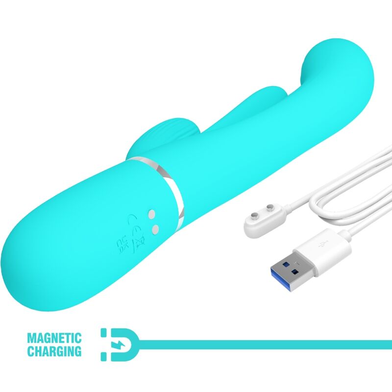 PRETTY LOVE - SHANIA TRIPLE RABBIT VIBRATEUR MULTIFONCTION 3 EN 1 BLEU - Sensualia