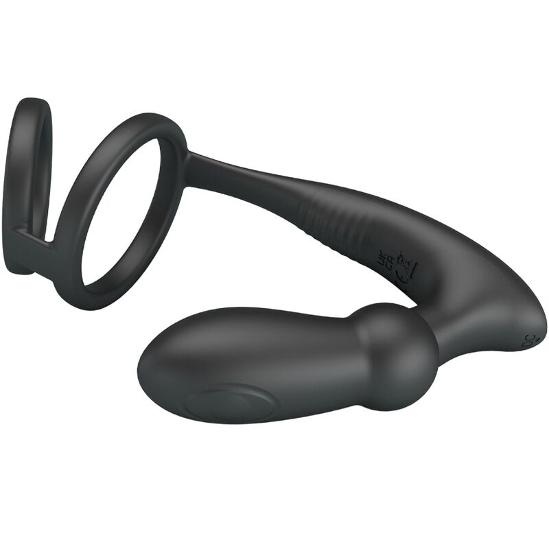 PRETTY LOVE - ANNEAU PÉNIS EMONI + PLUG ANAL 12 VIBRATIONS NOIR - Sensualia