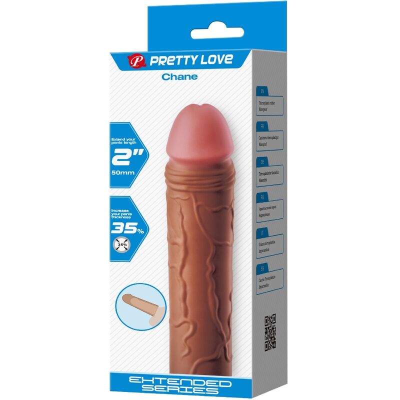 PRETTY LOVE - MANCHON DE PÉNIS CHANE AVEC EXTENSION DE 5 CM MULÂTRE - Sensualia
