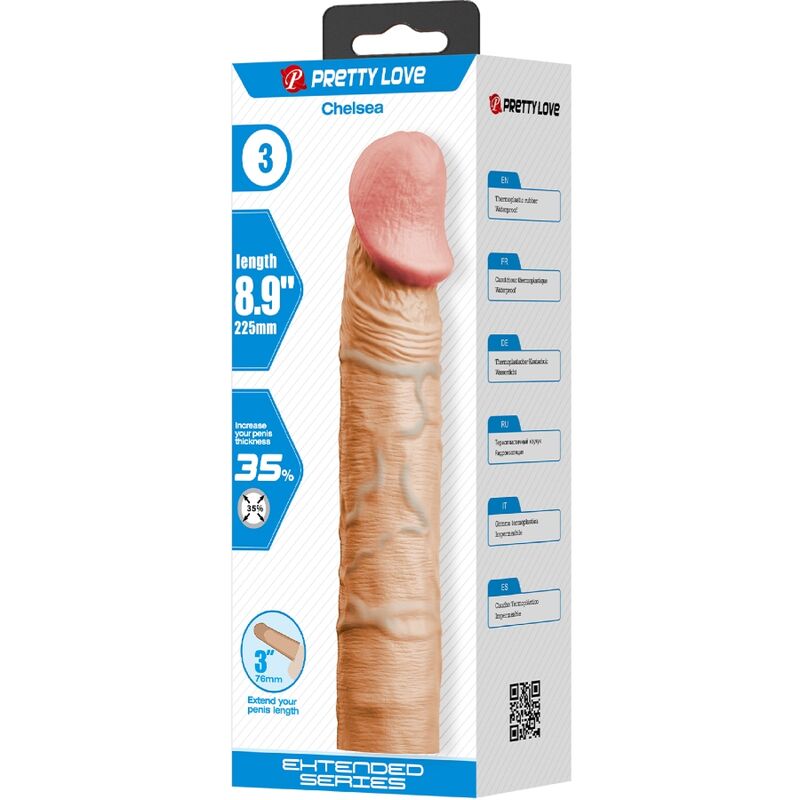 PRETTY LOVE - MANCHON DE PÉNIS CHELSEA AVEC EXTENSION DE 7,6 CM DE CHAIR - Sensualia