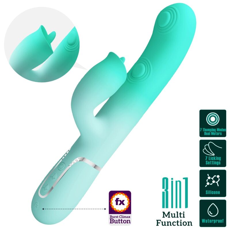 PRETTY LOVE - VIBRATEUR LAPIN MULTIFONCTION GIGI VERT AQUA - Sensualia