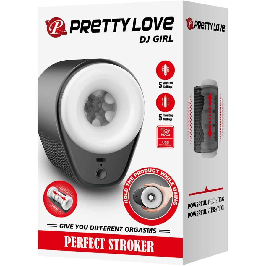 PRETTY LOVE - MASTURBATEUR POUR HOMME DJ GIRL AVEC VIBRATION 5 RÉGLAGES NEGRO - Sensualia