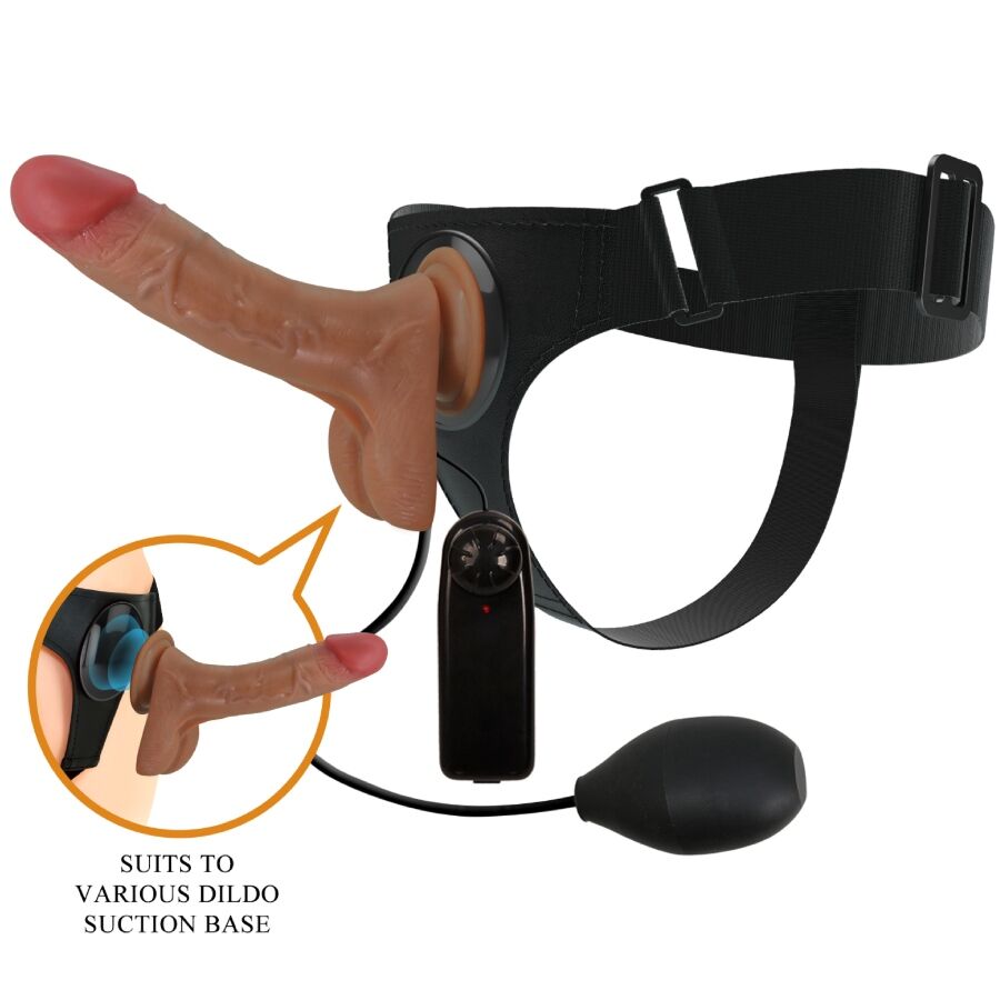 PRETTY LOVE - SLIP HARNAIS UNIVERSEL AVEC GODE VIBRANT ET SQUIRTING 15,5 CM MULATO - Sensualia