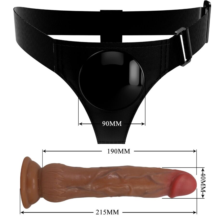 PRETTY LOVE - CULOTTE HARNAIS UNIVERSELLE KYTON AVEC GODE SQUIRTING 19 CM MULATO - Sensualia