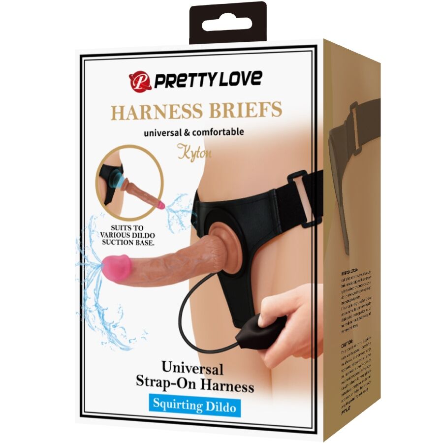 PRETTY LOVE - CULOTTE HARNAIS UNIVERSELLE KYTON AVEC GODE SQUIRTING 19 CM MULATO - Sensualia