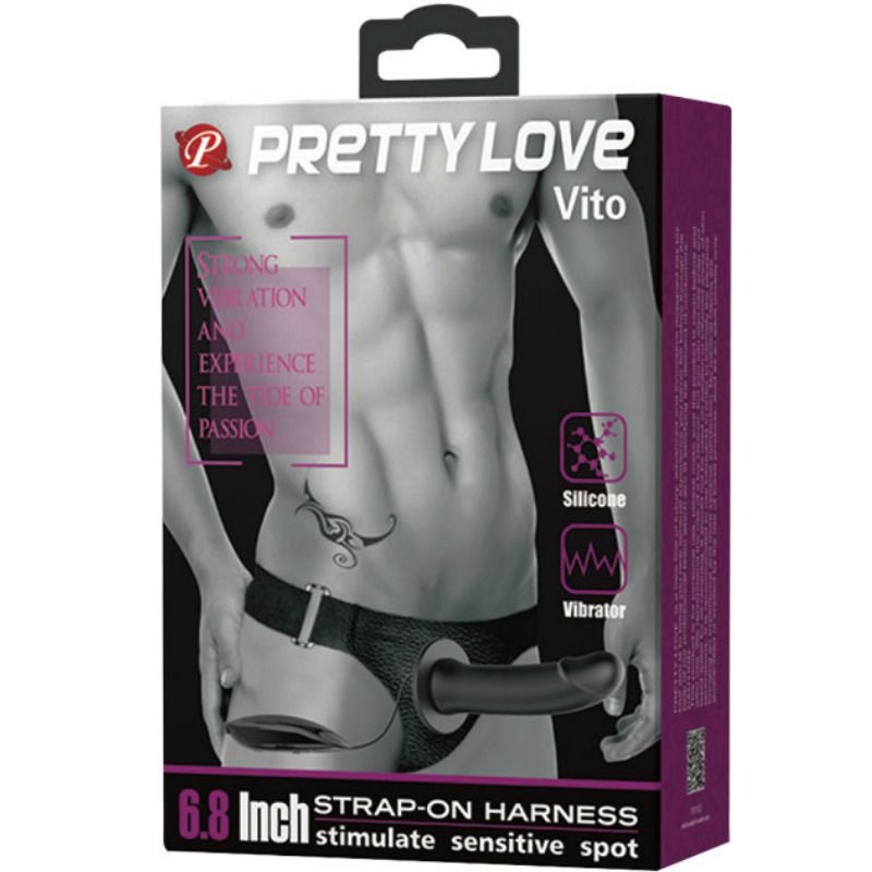 PRETTY LOVE - VITO STRAP ON AVEC GODE CREUX ET VIBRATION 17.3 CM - Sensualia