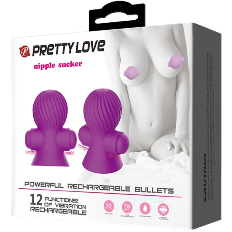 PRETTY LOVE - STIMULATEURS DE NIPPLE 12 MODES VIBRATION LILAS - Sensualia