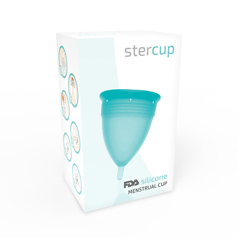 STERCUP - COUPE MENSTRUELLE EN SILICONE FDA AIGUE-MARINE - TAILLE L - Sensualia