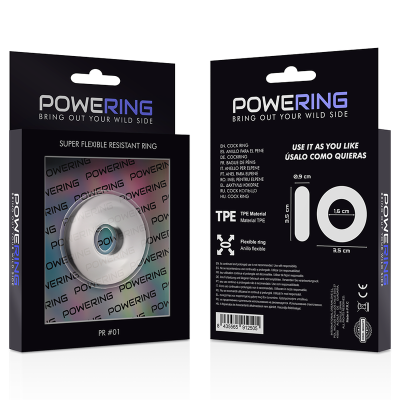 POWERING - ANNEAU PÉNIS SUPER FLEXIBLE ET RÉSISTANT 3,5CM CLAIR POWERING