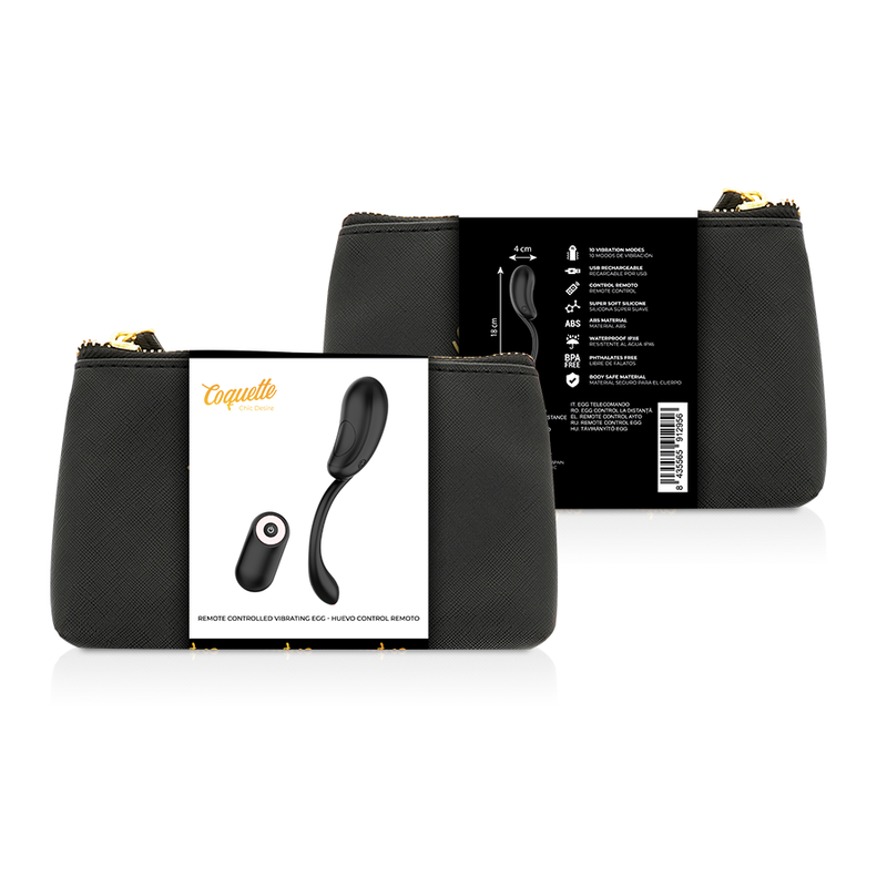 COQUETTE CHIC DESIRE - OEUF VIBRANT TÉLÉCOMMANDE RECHARGEABLE NOIR/OR - Sensualia